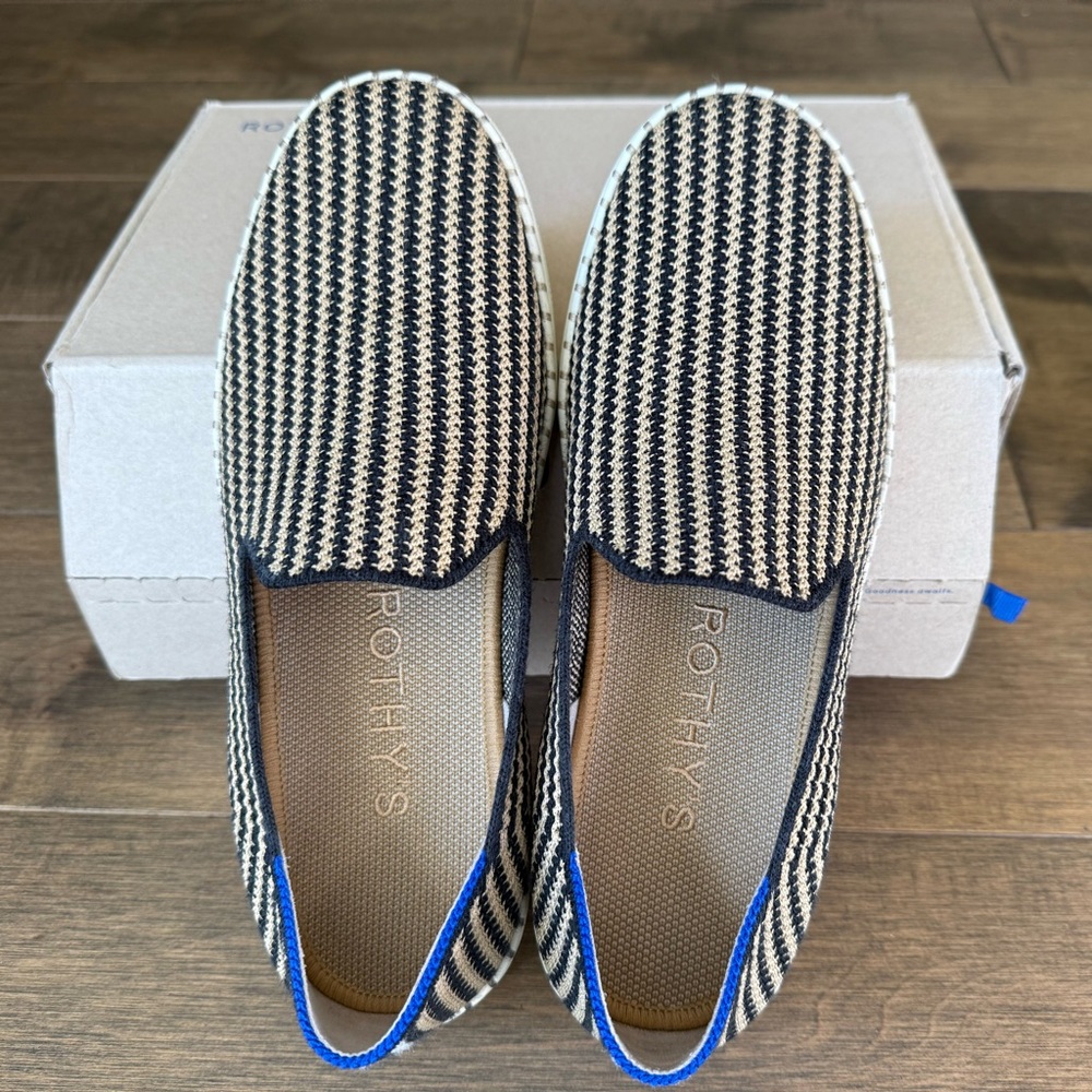 Rothy’s Women’s The Original Slip On Sneaker Hemp Size 7 Toffee Stripe
